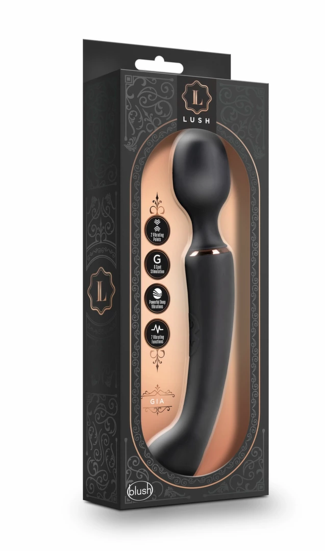 Lush Gia Dual Motor Vibrator Black Silicone with Flexible
