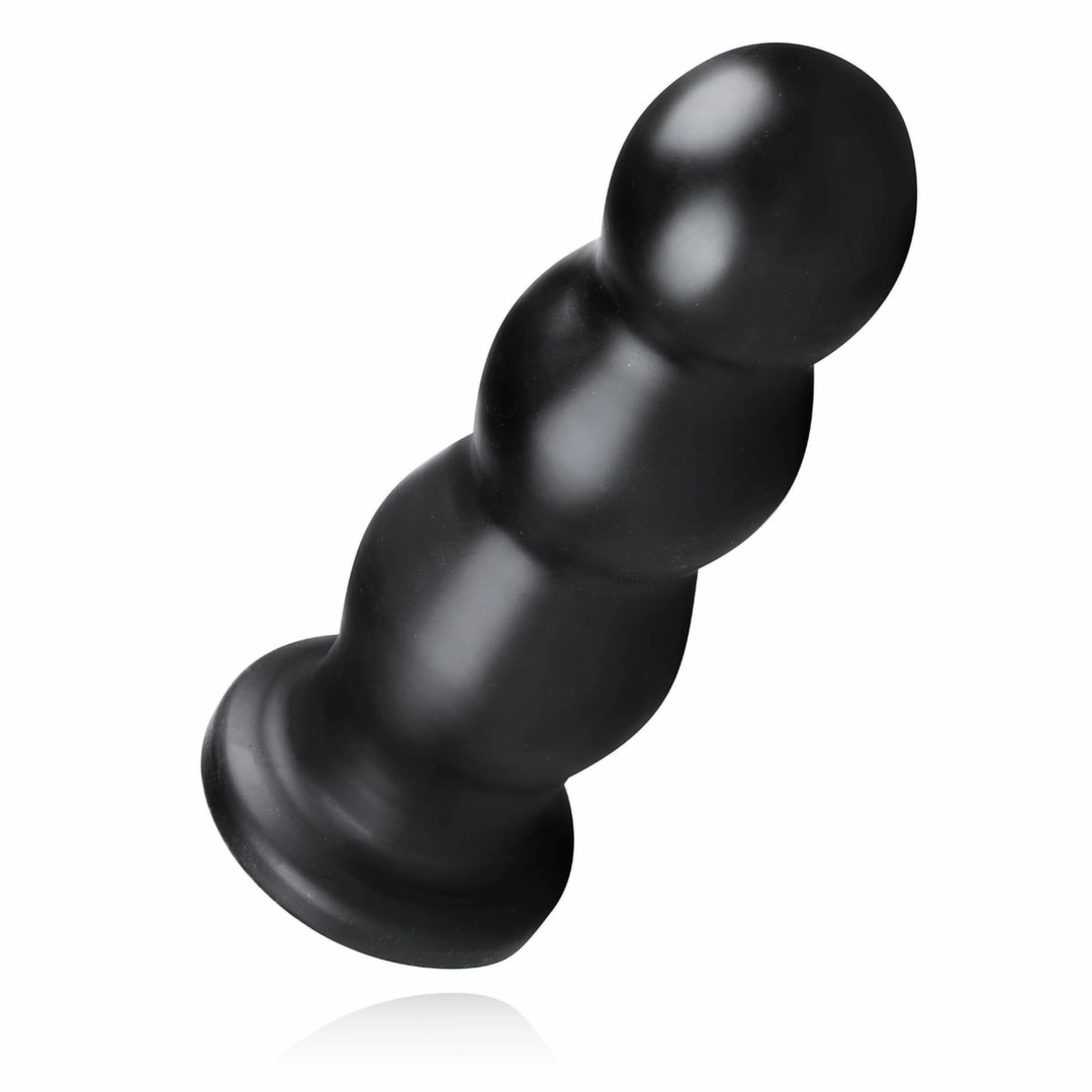 BUTTR Tactical III Large Ribbed Intimate Plug with Flat Suction Base Black. Butt plug. See functions