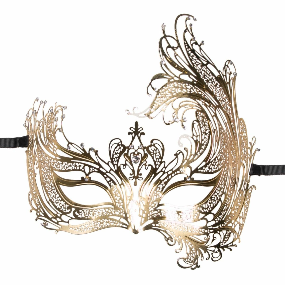 EasyToys Maskarada Metalowa Mask Gold z KrysztaÅ‚kami Elegancka