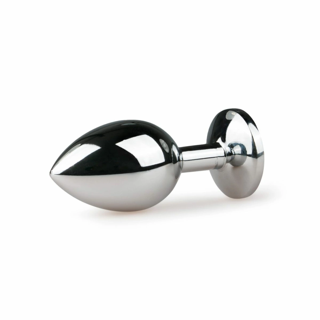 EasyToys Metalowy Plug Anatomiczny Srebrny z RoÅ¼owym KrysztaÅ‚em M