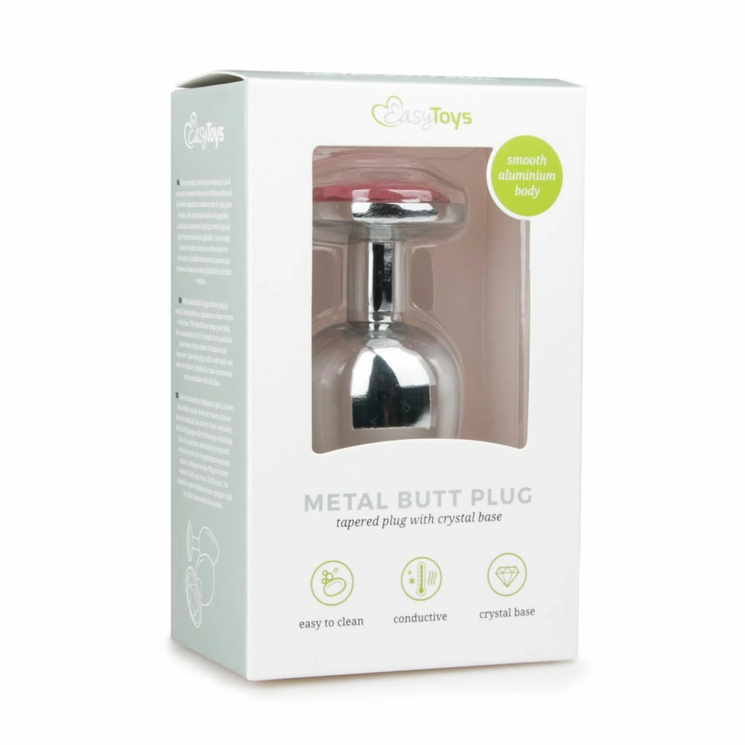 Diogol Metalowy Korek Anatomiczny Silver/Pink L z KrysztaÅ‚em