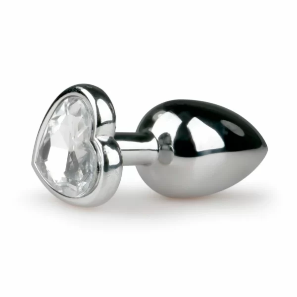 EasyToys Aluminium Plug Heart Crystal Medium Silver Elegant Design