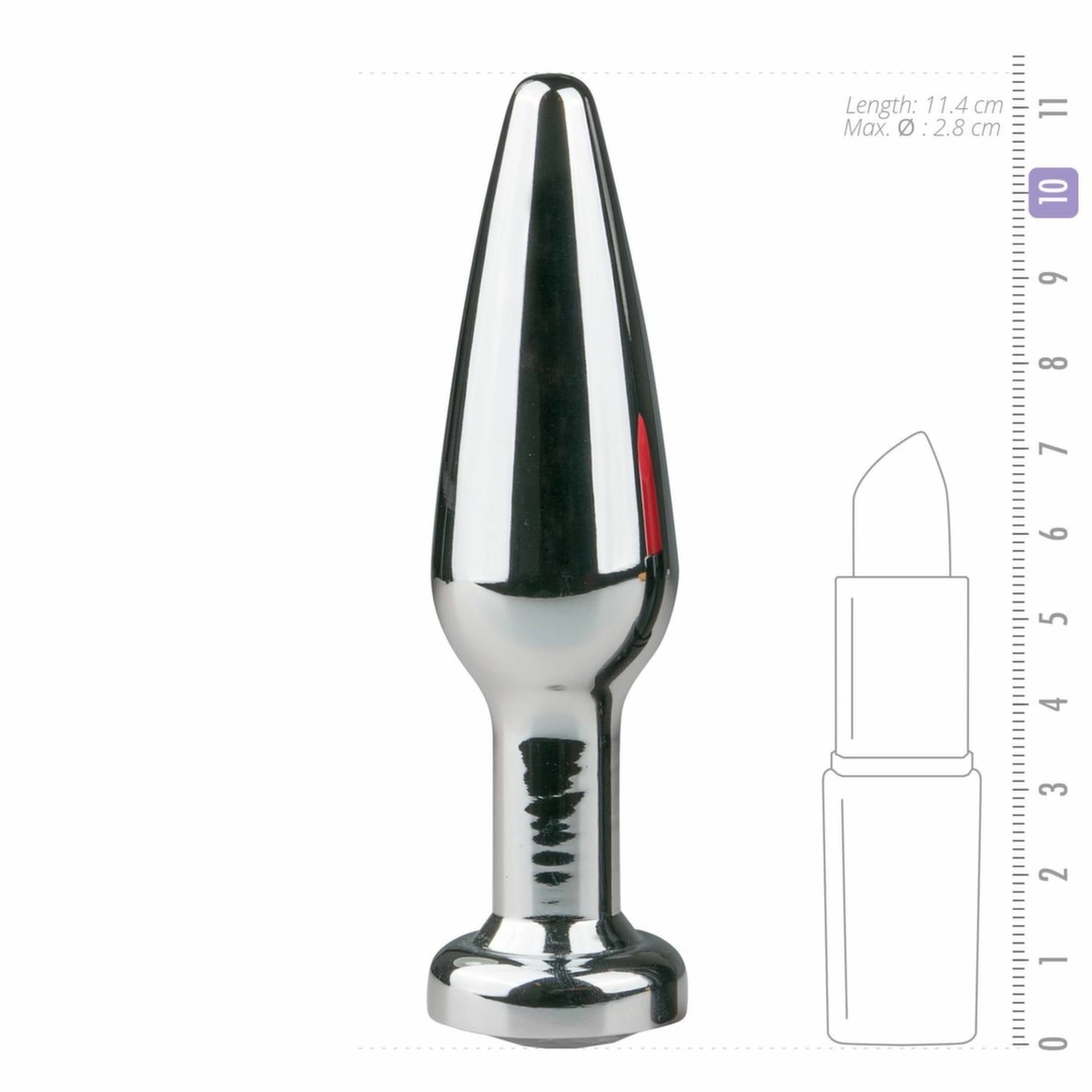 Sinner Gear Metal Plug Silver Large with Clear Crystal Accent. Butt plug. See functions