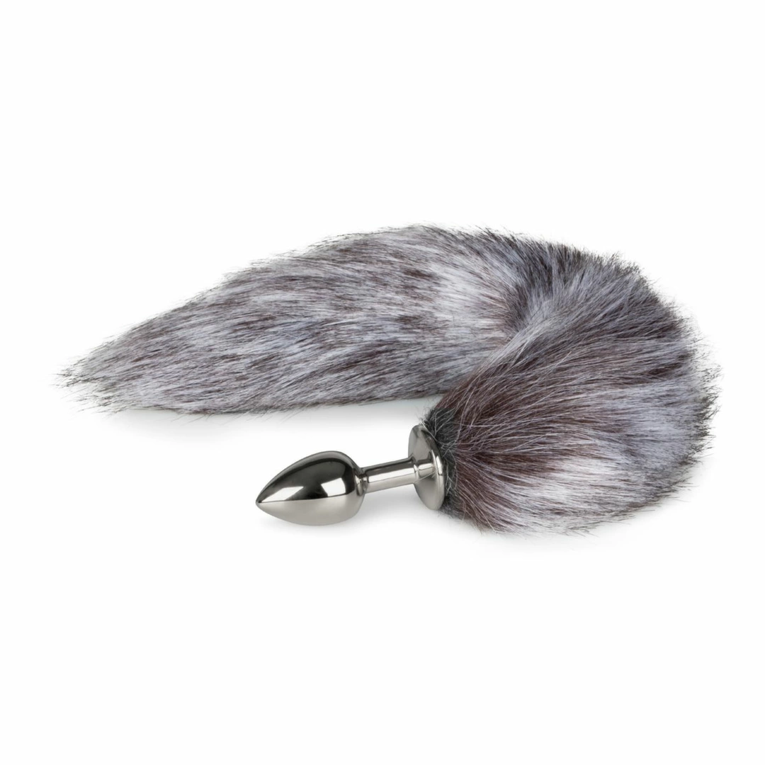 EasyToys Metal Plug with Faux Fox Tail - Silver & Grey EasyToys Metal Plug with Faux Fox Tail - Silver & Grey