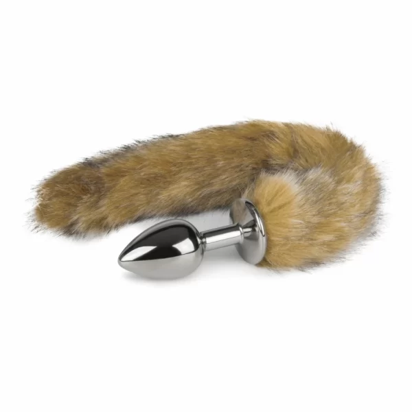 EasyToys Aluminium Plug with Faux Fox Tail - Silver & Grey