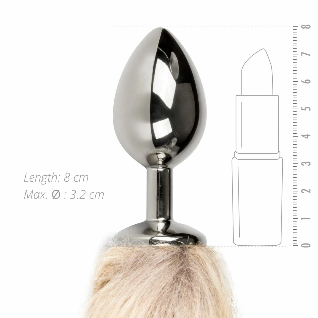Easytoys - Aluminium Plug z Puszystym Ogonem Lisim Szary 40 cm