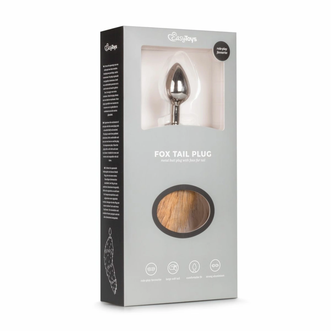 Rimba Aluminium Plug with Faux Fox Tail - Silver & Grey