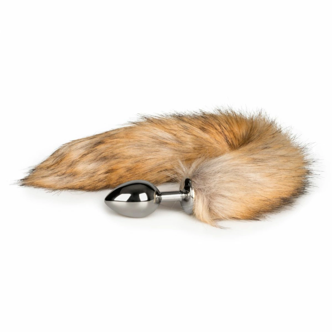 Rimba Aluminium Plug with Faux Fox Tail - Silver & Grey