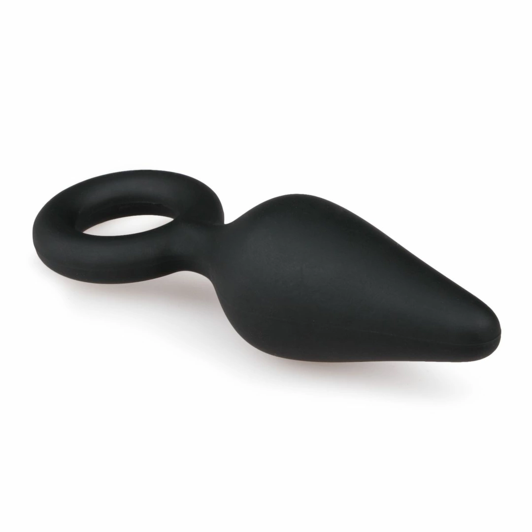 EasyToys Korek anatomiczny z uchwytem silikonowy czarny S