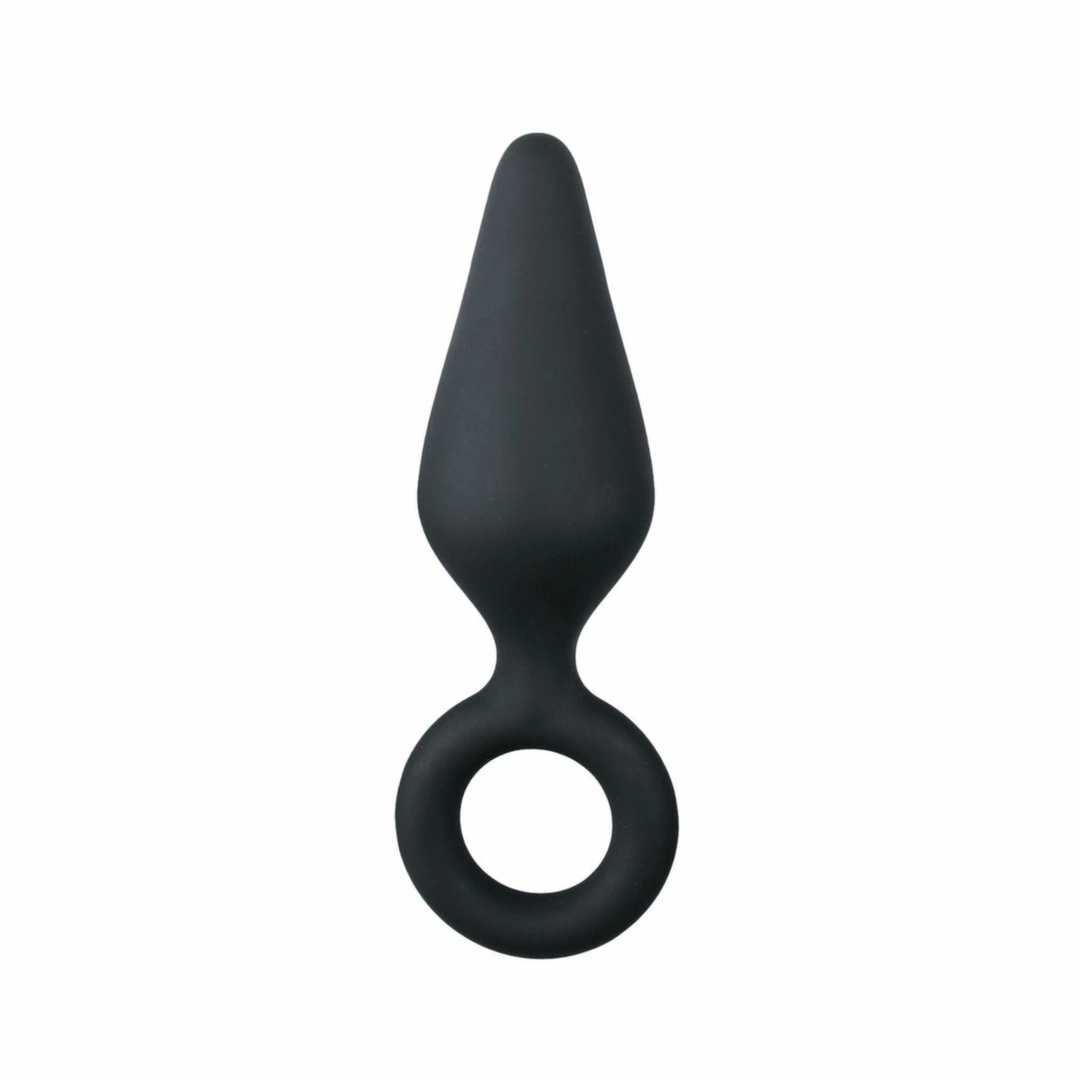 EasyToys Silicone Black Plug with Pull Ring - Small