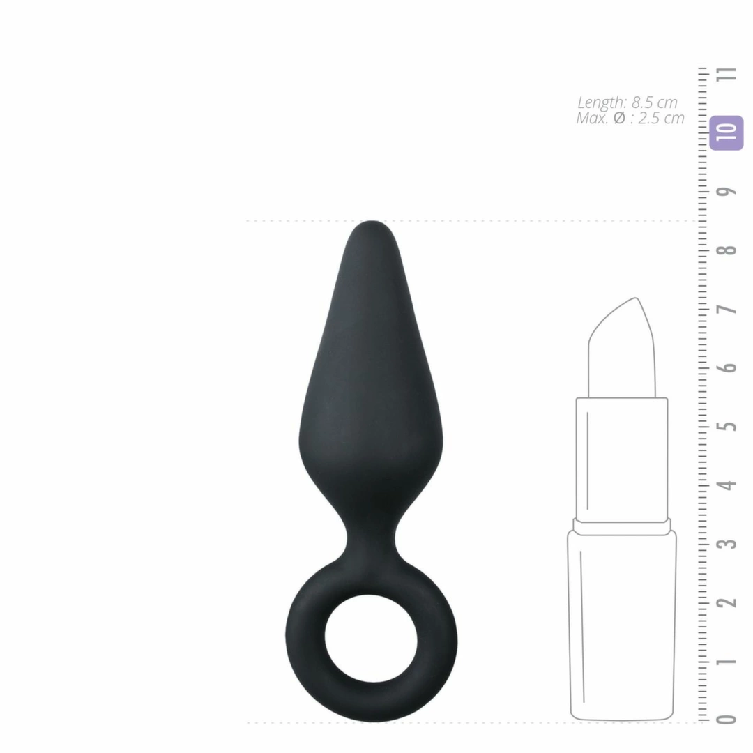 EasyToys Silicone Black Plug with Pull Ring - Small