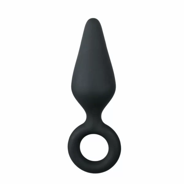 EasyToys Silicone Plug Medium with Pull Ring - Black