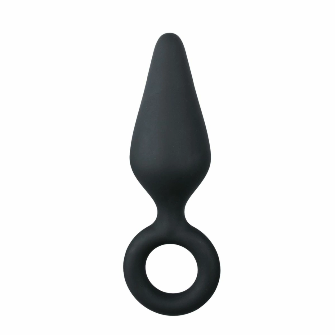 EasyToys Silicone Plug Medium with Pull Ring - Black