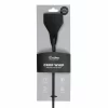 Ouch! Leather Black Whip with Long Handle and Metal Accents