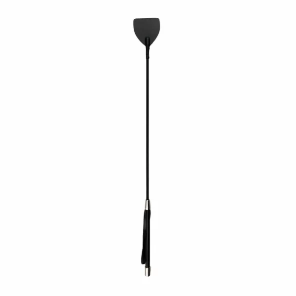 Ouch! Czarna skorzana batuta z metalowymi wykoÅ„czeniami 45 cm