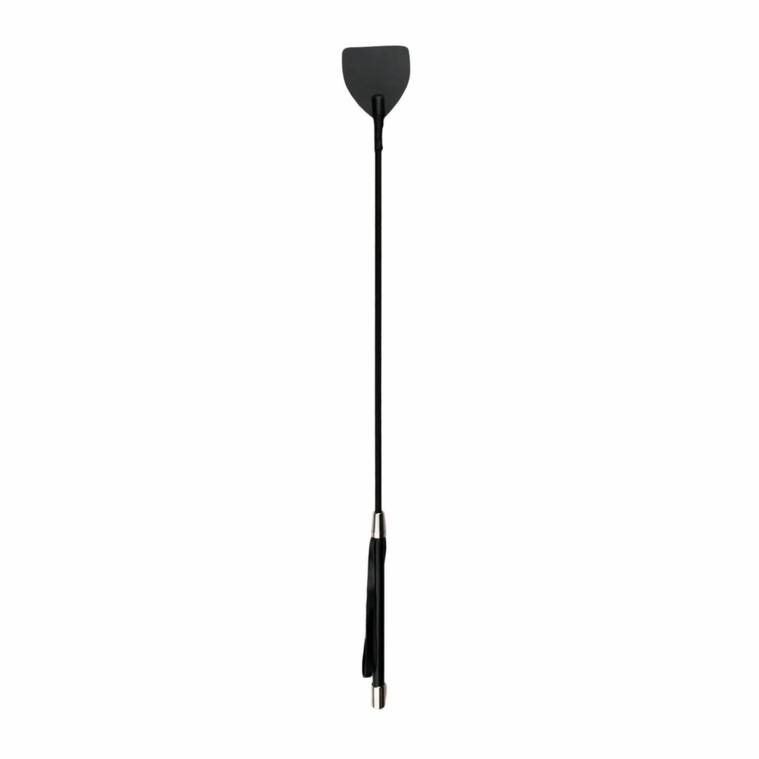 Ouch! Czarna skorzana batuta z metalowymi wykoÅ„czeniami 45 cm