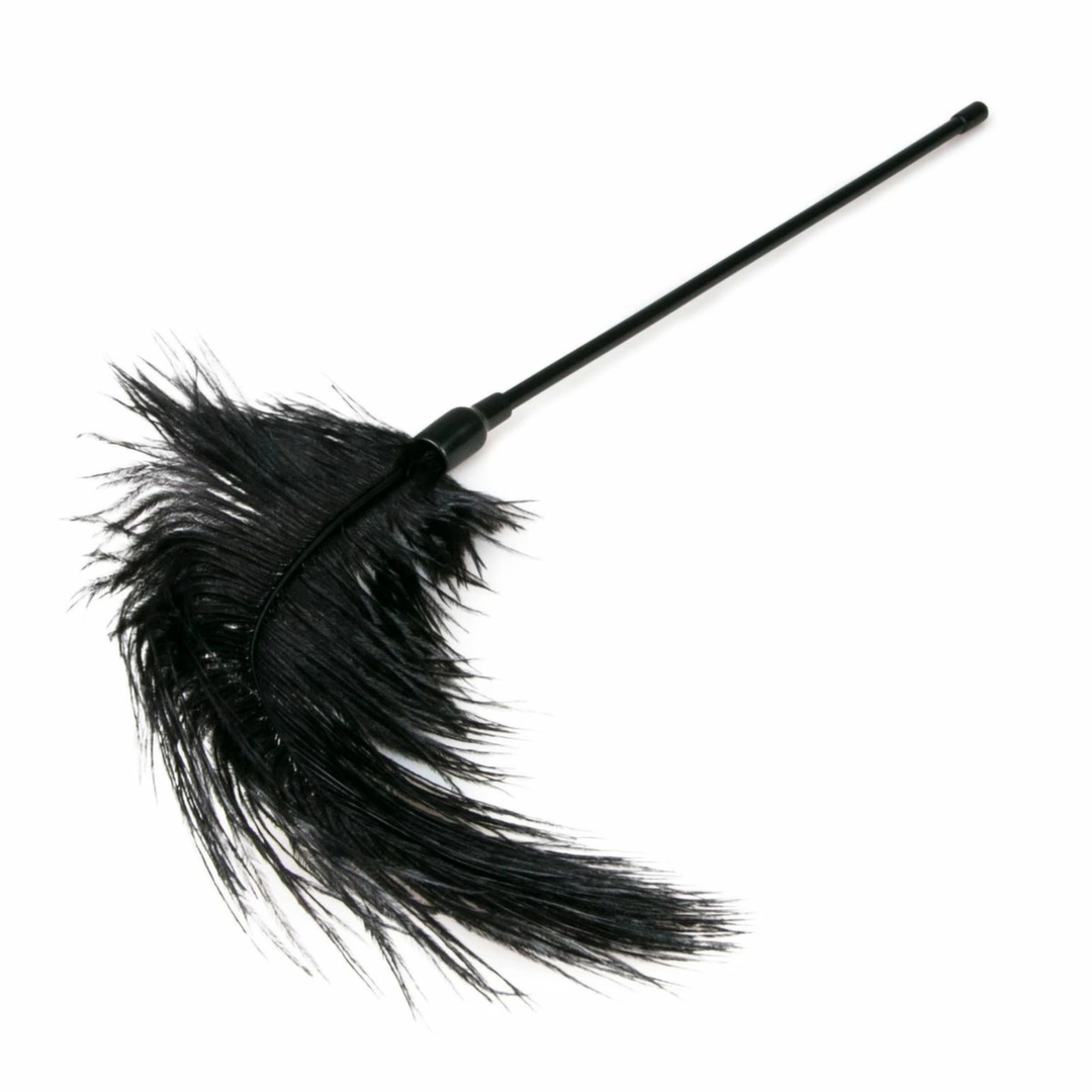 Rimba Feather Tickler czarny miÄ™kki piorko do masaÅ¼u 37 cm