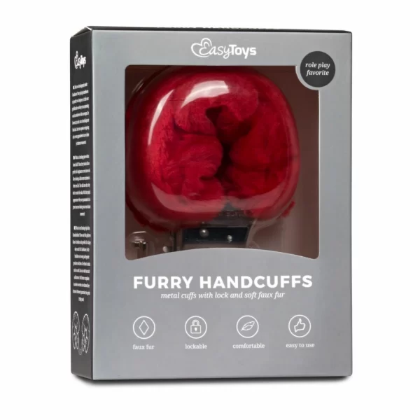 Ouch! Furry Handcuffs Red - Soft Plush Adjustable Restraint