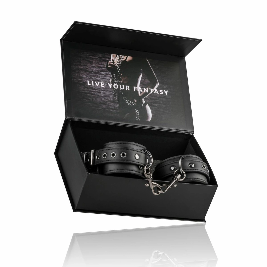 EasyToys Faux Leather Adjustable Handcuffs Black 11-28cm