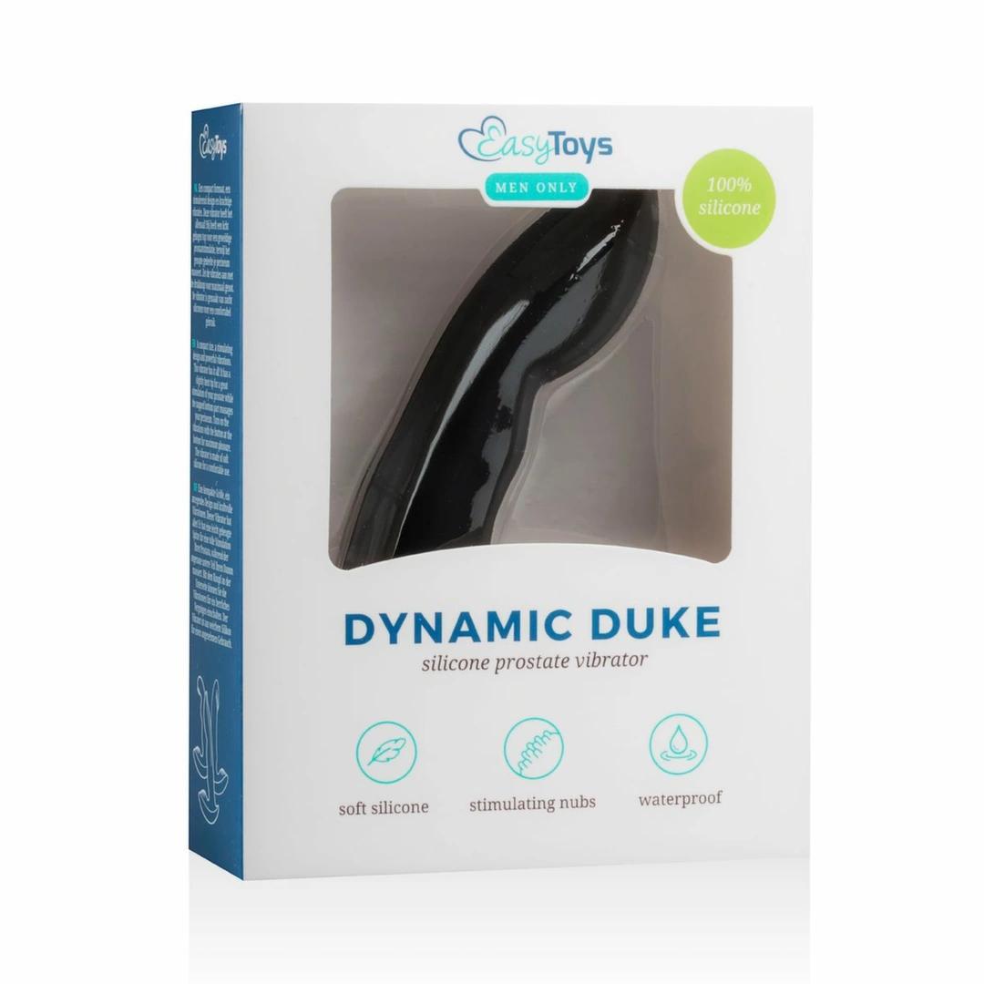 Easytoys Dynamic Duke Prostate Massager Flexible Silicone Black. Product details include functions