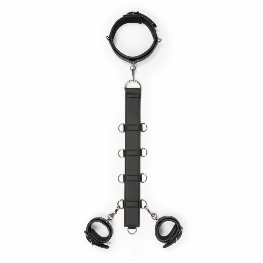 Ouch! Adjustable Faux Leather Neck & Wrist Bondage Set