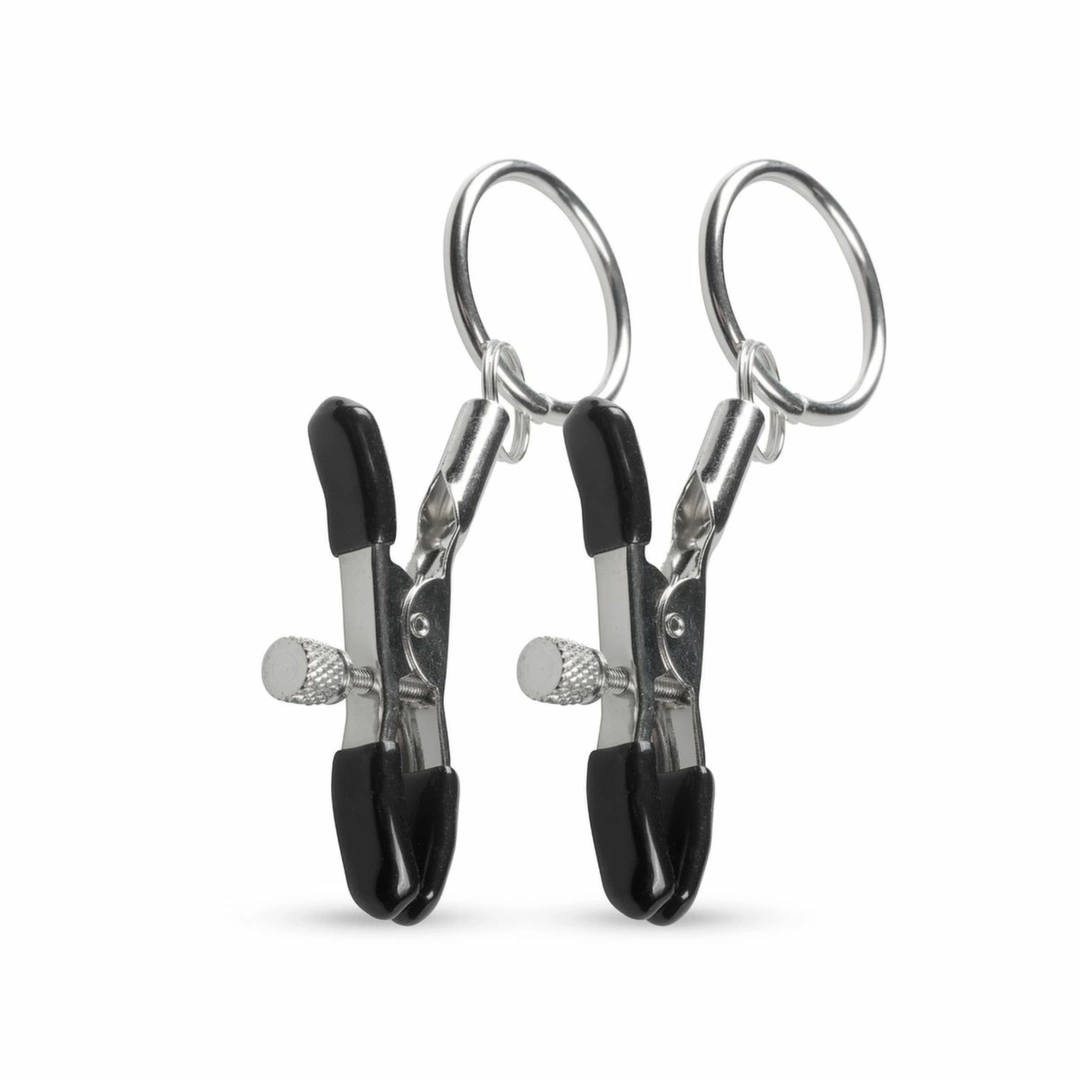 EasyToys Metal Nipple Clamps Adjustable Pressure with Rings