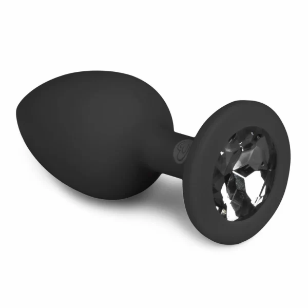 EasyToys Diamond Silicone Plug Small Black - Elegant Jewel Base Accessory