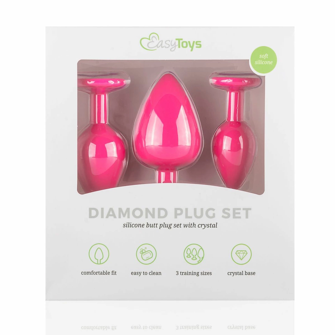EasyToys Silicone Jewel Plug Set Pink - 3 Sizes