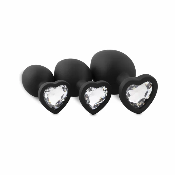 EasyToys 3-Piece Silicone Plug Set with Decorative Heart Gem