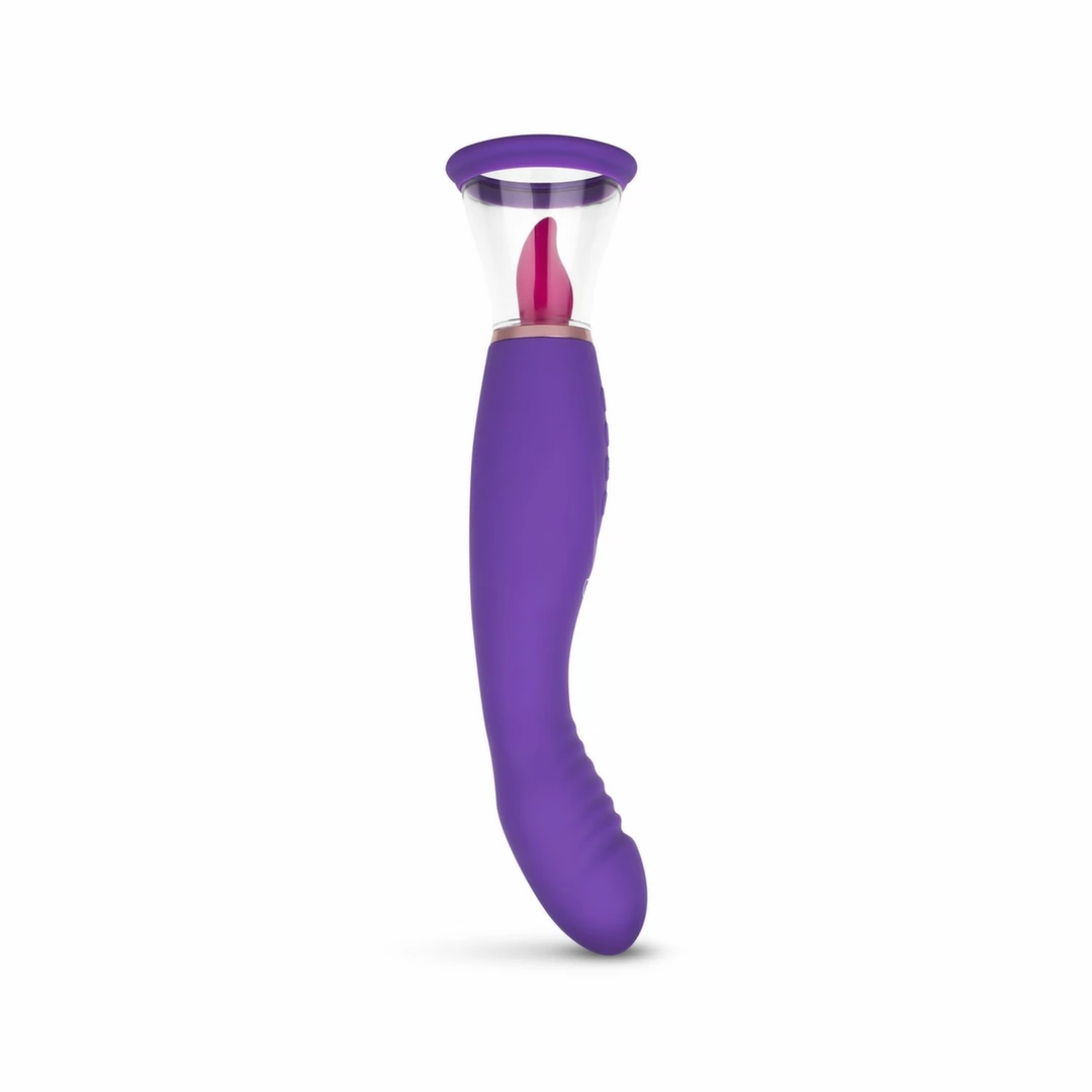Easytoys Pleasure Pump G-Spot Vibrator Fioletowy 2 Nasadki