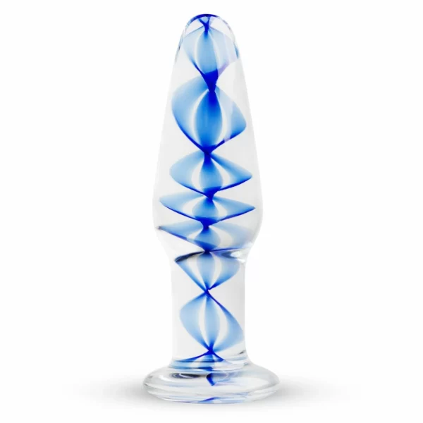EasyToys Glass Intimate Plug No. 23 Transparent with Blue Spiral