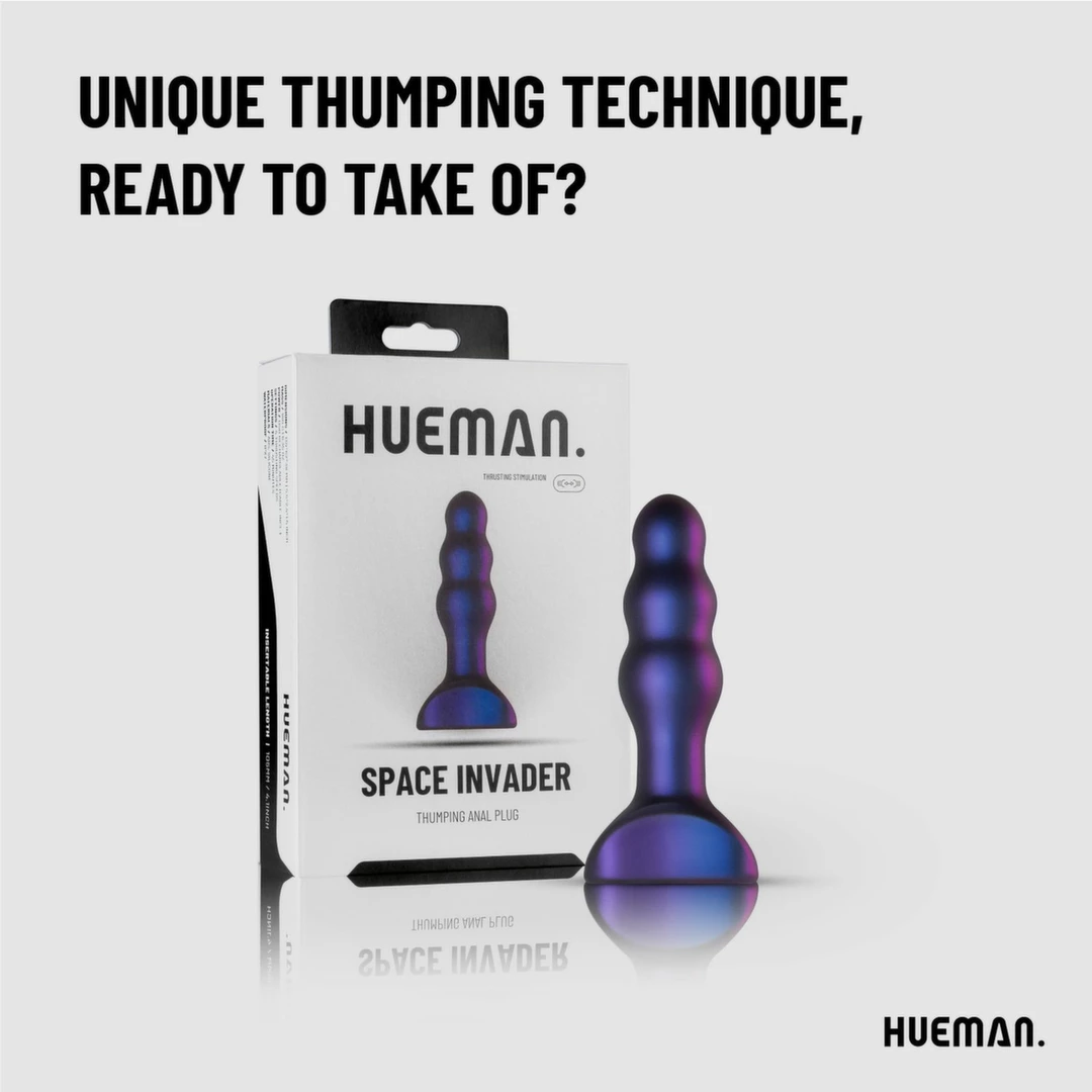 Hueman Space Invader Vibrating & Thrusting Silicone Plug - 4 Modes