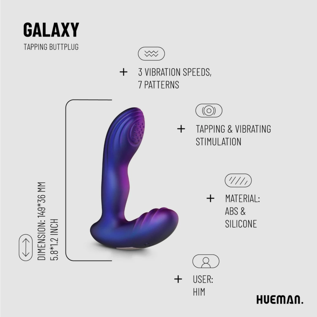 Hueman Tapping Plug Silicone Rechargeable 10 Modes Black
