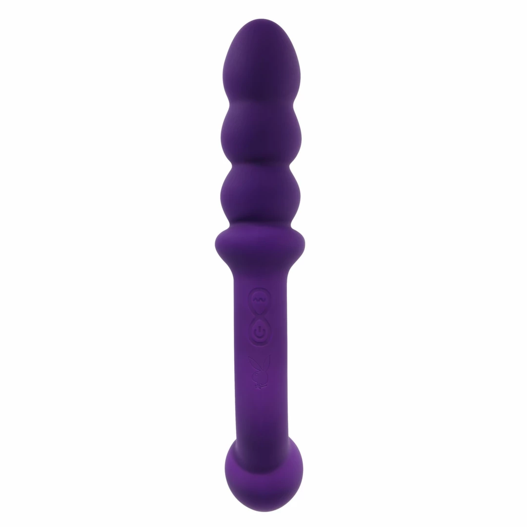 Evolved The Seeker Dual-Ended Vibrating Silicone Device Purple. Anal vibrator. See functions