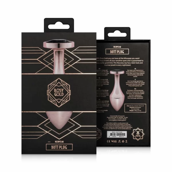 Rosy Gold Nouveau zatyczka anatomiczna z czarnym krysztaÅ‚em