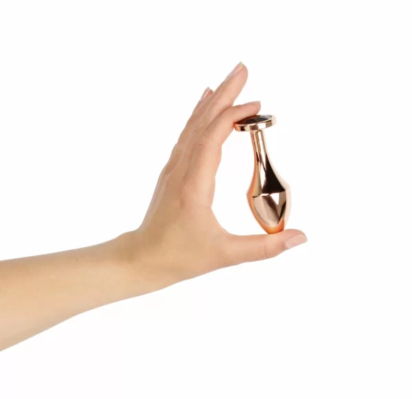 Rosy Gold Nouveau Geometric Anal Plug with Black Crystal Accent. Butt plug. See functions