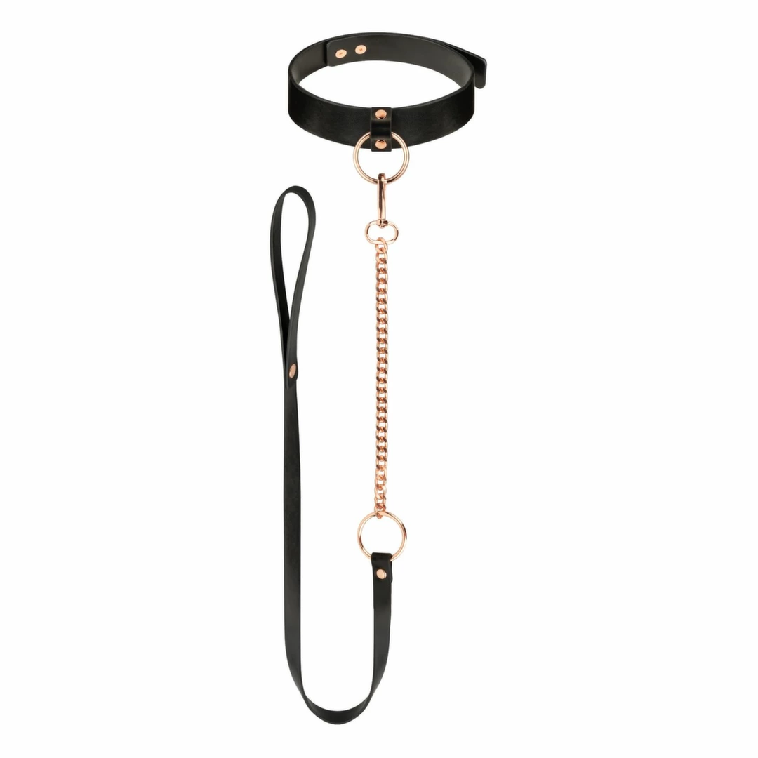 Rosy Gold Adjustable Faux Leather Collar with Detachable