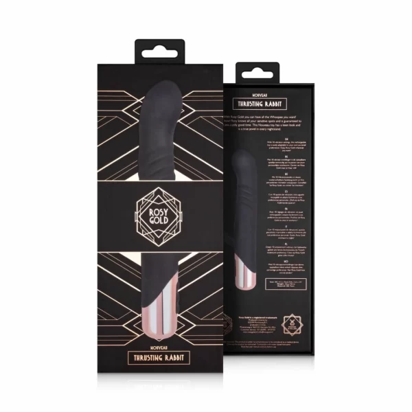 Rosy Gold Rabbit Vibrator Thrusting System Black 13cm USB
