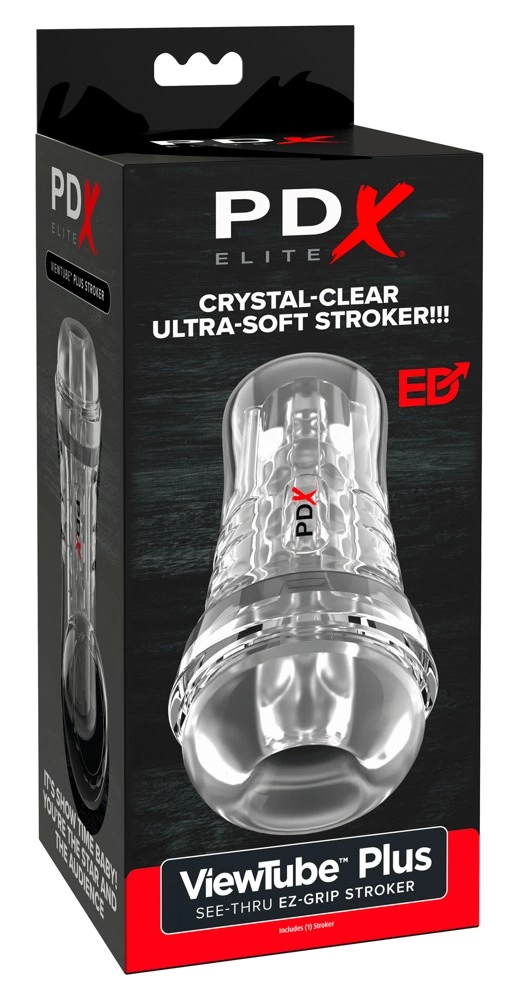 PDX Elite ViewTube EZ-Grip Transparent Stimulation System 21cm - Anelma PDX Elite ViewTube EZ-Grip Transparent Stimulation System