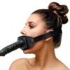 ZADO Double Gag System Skorzany z Paskiem na GÅ‚owÄ™ Czarny 13 cm