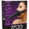 ZADO Double Gag System Skorzany z Paskiem na GÅ‚owÄ™ Czarny 13 cm