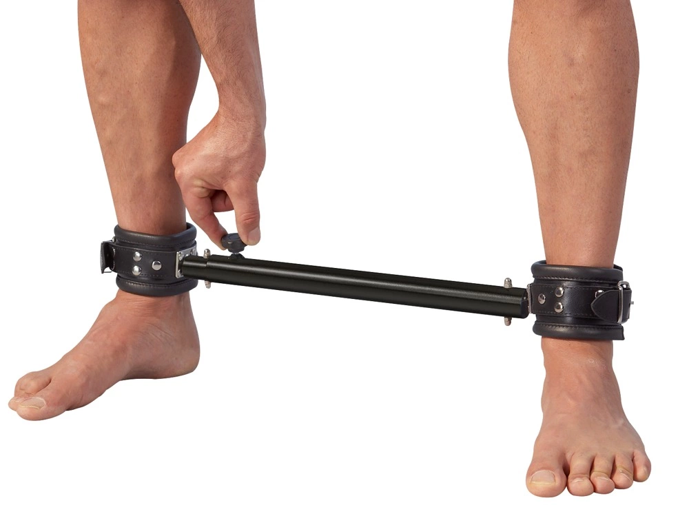 ZADO Adjustable Leather Ankle Restraint Bar 35-60cm Black