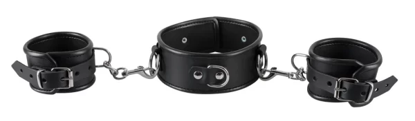 ZADO Bondage Set - Leather Collar and Adjustable Handcuffs