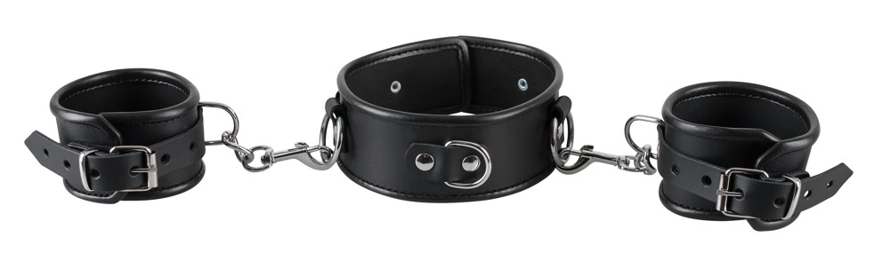 ZADO Bondage Set - Leather Collar and Adjustable Handcuffs