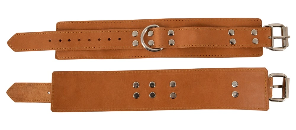 ZADO Leather Wrist Restraints Natural Finish Adjustable 17