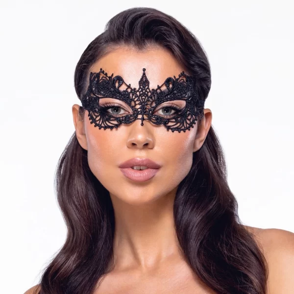 Cottelli Accessoires Black Embroidered Mask with Eye