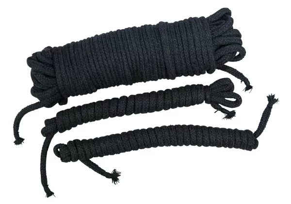 You2Toys Bondage Ropes Set Black Cotton 20m + 2x3m Durable
