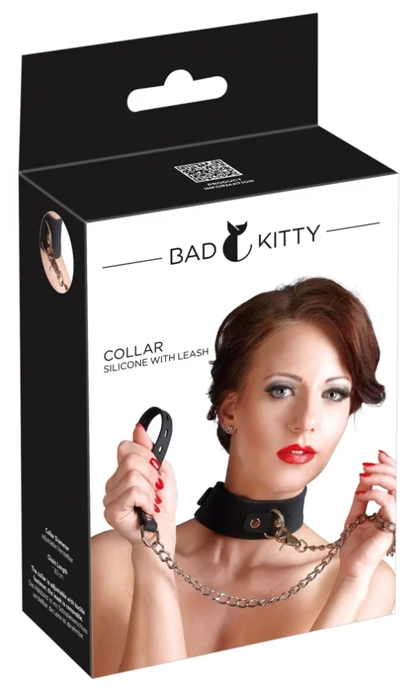 Bad Kitty ObroÅ¼a silikonowa czarna z metalowym zapiÄ™ciem 63 cm