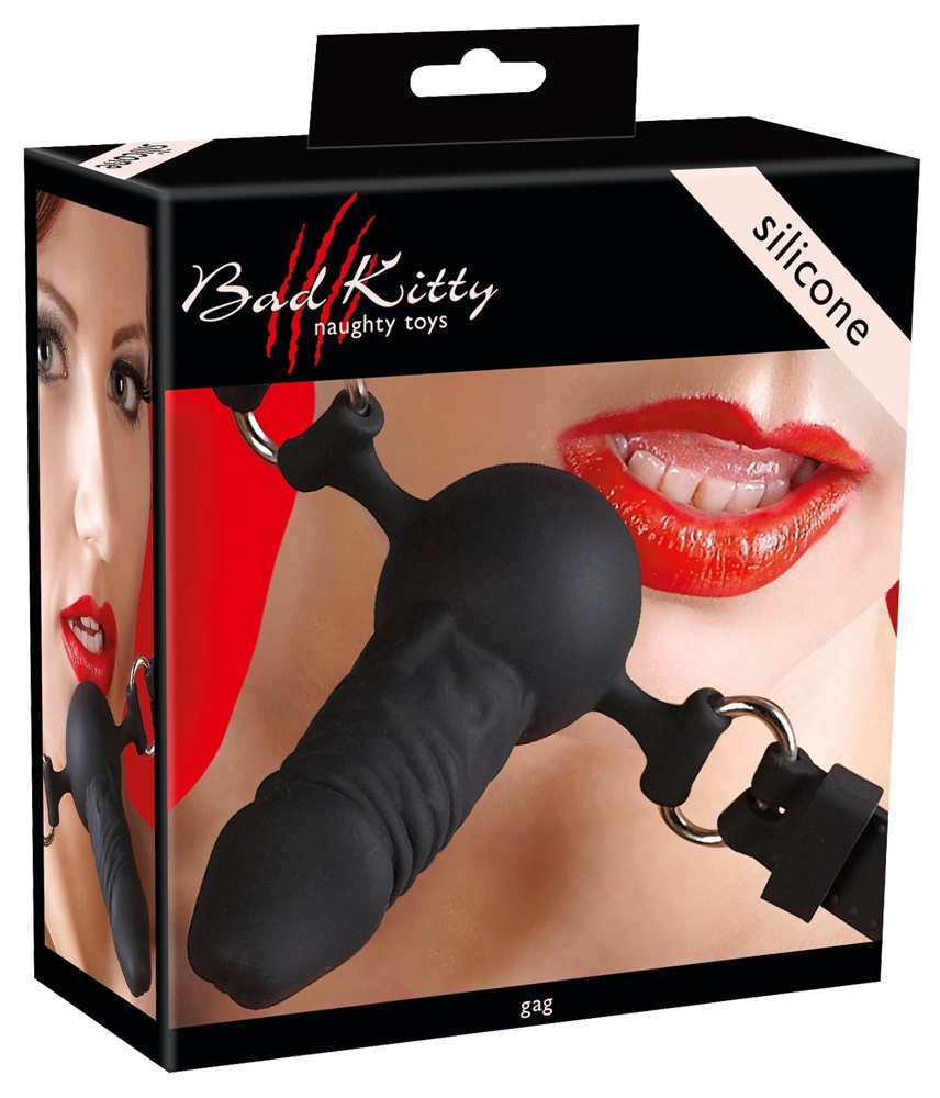 Bad Kitty silikonowy czarny knebel z anatomicznym wkładem 9 Bad Kitty silikonowy czarny knebel z anatomicznym wkładem 9