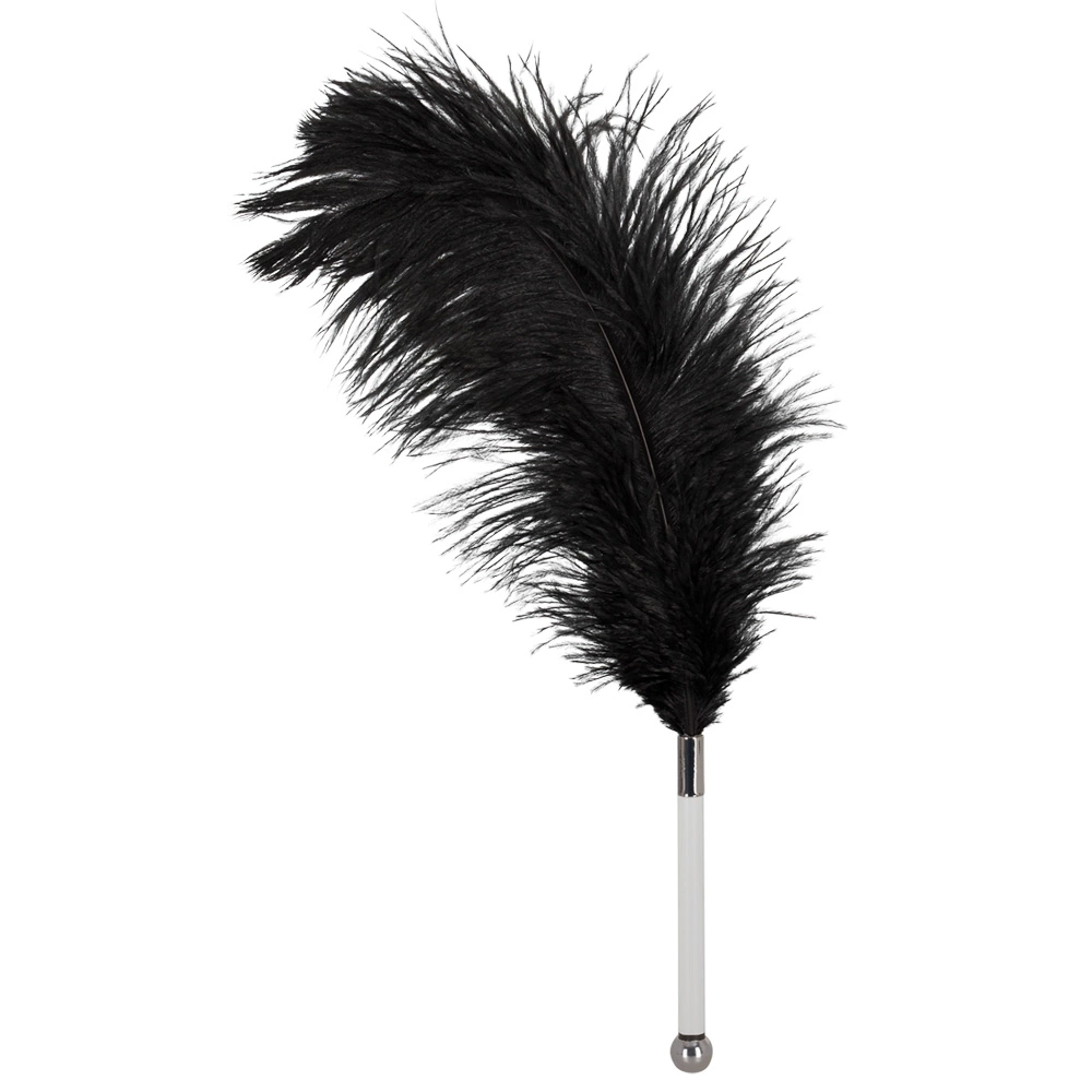 Zado Black Ostrich Feather Wand Acrylic Handle 13cm Elegant